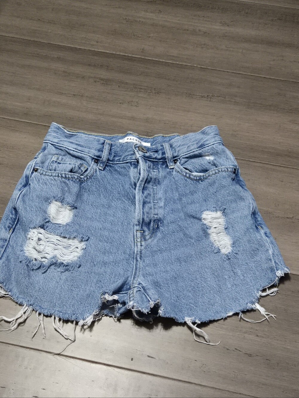 PacSun Light Blue Distressed High-Rise Denim Shorts Size 24